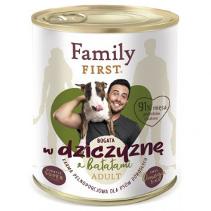 FAMILY FIRST Adult Dziczyzna z batatami - mokra karma dla psa - 800g