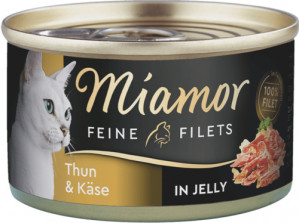 MIAMOR Feine Filets - filety mięsne tuńczyk z serem - mokra karma dla kota - 100 g