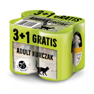 PETREPUBLIC Adult Kurczak - mokra karma dla kota - 3 + 1 gratis! 4 x 400g