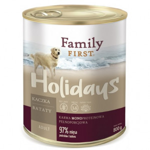 FAMILY FIRST Holidays Adult Kaczka z batatami - mokra karma dla psa - 800g