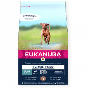 EUKANUBA Grain Free Adult Wszystkie rasy Dziczyzna - sucha karma dla psa - 3kg