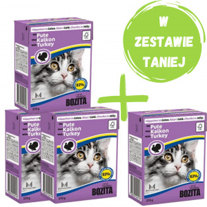 BOZITA Mięsne kawałki z indykiem w galaretce 3x370g + 370g GRATIS!