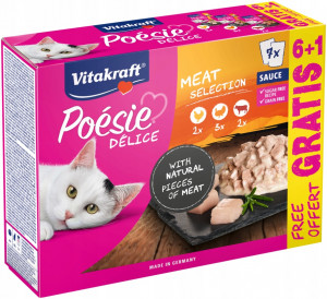 VITAKRAFT Poésie Delice Meat selection - mokra karma dla kota - 6x85 g + 1x85 g GRATIS!