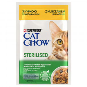 Purina Cat Chow Sterilised z kurczakiem i bakłażanem w sosie - mokra karma dla kota - 85 g