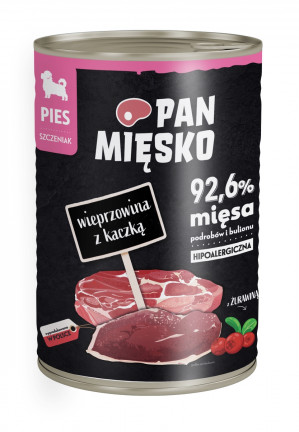 Pan Mięsko Wieprzowina z Kaczką dla szczeniąt 400g