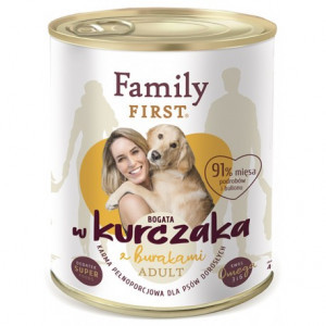 FAMILY FIRST Adult Kurczak z burakami - mokra karma dla psa - 800g