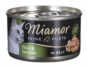 MIAMOR Feine Filets - filety mięsne tuńczyk z warzywami - mokra karma dla kota - 100 g