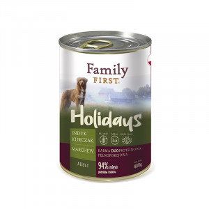 FAMILY FIRST Holidays Adult Indyk, kurczak, marchewka - mokra karma dla psa - 400g