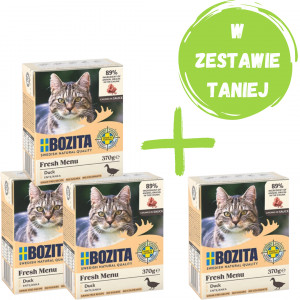 BOZITA Fresh Menu Kaczka w sosie - mokra karma dla kota - 3x370g + 370g GRATIS!