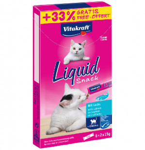 VITAKRAFT Liquid Snack Łosoś - przysmak dla kota - 6 + 2 x 15g 33% gratis! 