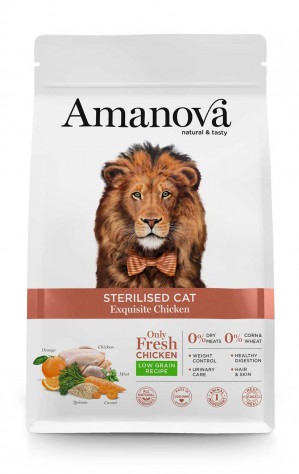 AMANOVA Adult Cat Sterilised Exquisite Chicken - sucha karma dla kota - 1,5kg