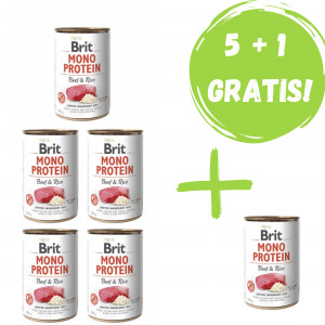 BRIT Mono Protein Beef & Rice - mokra karma dla psa - 5x400g + 400g GRATIS!