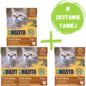 BOZITA Kurczak w galaretce - mokra karma dla kota - 3x370g + 370g GRATIS!