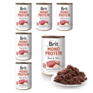 BRIT Mono Protein Beef&Rice - mokra karma z wołowiną i ryżem dla psów dorosłych - 6x400 g