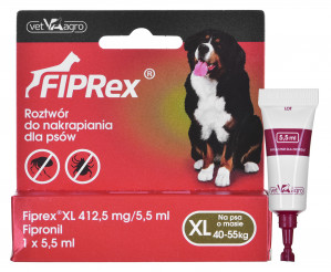 Fiprex 75 XL krople dla psa 40-55 kg przeciw kleszczom - 5,5 ml
