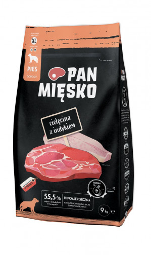 PAN MIĘSKO Cielęcina z indykiem XL - sucha karma dla psa - 9kg