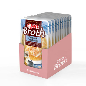 INABA Ciao Broth Chicken & Tuna Kurczak z tuńczykiem w rosole - przysmak dla kota - 9x40g + 3x40g GRATIS!