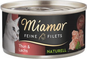 MIAMOR Feine Filets Naturell Tuńczyk z łososiem - mokra karma dla kota - 80 g