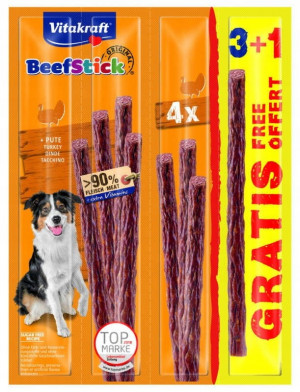 VITAKRAFT Beef Stick Indyk - przysmak dla psa - 3+1 szt. GRATIS!