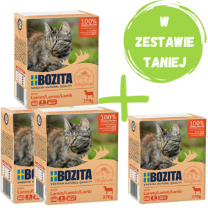 BOZITA Jagnięcina w galaretce - mokra karma dla kota - 3x370g +370g GRATIS!