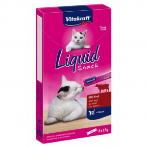 VITAKRAFT Cat Liquid-Snack z wołowiną - przysmak dla kota - 6x15 g