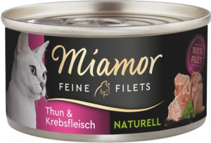 MIAMOR Feine Filets Naturell Tuńczyk z krabem - mokra karma dla kota - 80 g