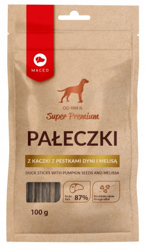 MACED Pałeczki z kaczki z pestkami dyni i melisą - przysmak dla psa - 100g