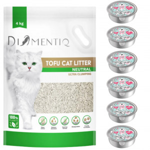 DIAMENTIQ Tofu Neutral Ultra clumping - żwirek roślinny -4kg + GRATIS!