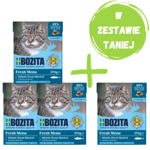 BOZITA Kawałki makreli w galaretce - mokra karma dla kota - 3x370g + 370g GRATIS!