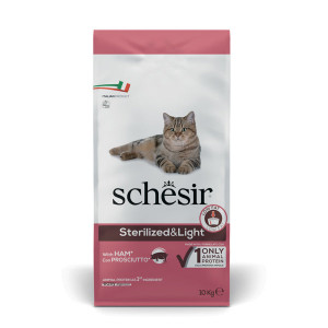 SCHESIR Adult Sterilized & Light z szynką - sucha karma dla kota - 10kg