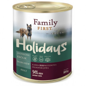 FAMILY FIRST Holidays Adult Jagnięcina, królik, marchew - mokra karma dla psa - 800g