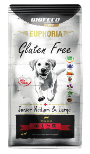 BIOFEED Euphoria Gluten Free Junior medium & large Wołowina - sucha karma dla psa - 12 kg