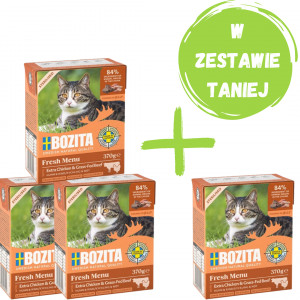 BOZITA Fresh Menu Sterilised Extra Kurczak z wołowiną - mokra karma dla kota - 3x370g + 370g GRATIS!