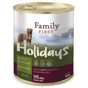 FAMILY FIRST Holidays Adult Indyk, kurczak, marchewka - mokra karma dla psa - 800g