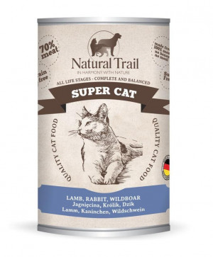 NATURAL TRAIL Super Cat Jagnięcina, królik, dzik - mokra karma dla kota - 400g