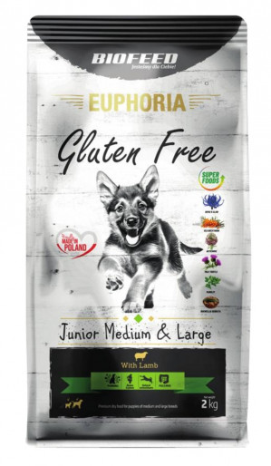 BIOFEED Euphoria Gluten Free Junior medium & large Jagnięcina - sucha karma dla psa - 2 kg
