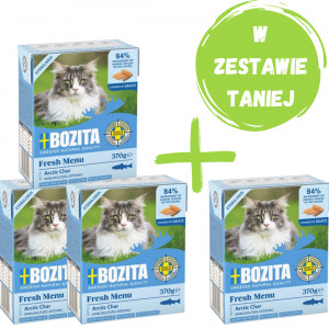 BOZITA Fresh Menu Sterilised Pstrąg górski - mokra karma dla kota - 3x370g + 370g GRATIS!