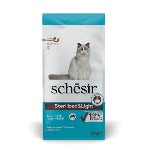 SCHESIR Adult Sterilized & Light Bogata w rybę - sucha karma dla kota - 10kg