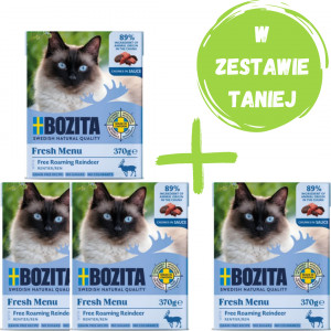 BOZITA Renifer w sosie - mokra karma dla kota - 3x370g + 370g GRATIS!