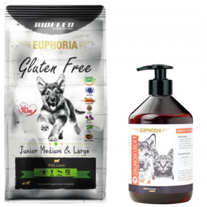 BIOFEED Euphoria Gluten Free Junior medium & large Jagnięcina - sucha karma dla psa - 12kg + GRATIS