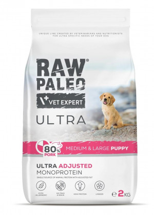 RAW PALEO Ultra Pork Medium & Large Puppy - sucha karma dla psa - 2kg