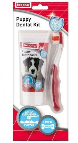BEAPHAR Puppy dental kit - zestaw do mycia zębów dla psa - 50g 
