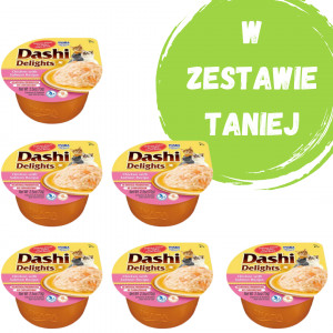 INABA Dashi Delights Kurczak z łososiem w bulionie - przysmak dla kota - 3x70 g + 3x70 g Gratis!