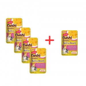 INABA CAT Dashi Delights Silky Broth Chicken with Salmon - przysmak dla kota - 4x40g + GRATIS