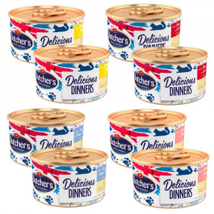 BUTCHER'S Delicious Dinners Cat MIX SMAKÓW - mokra karma dla kota w formie musu - puszka 8x85g