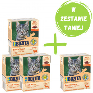 BOZITA Fresh Menu Jagnięcina w sosie - mokra karma dla kota - 3x370g + 370g GRATIS!