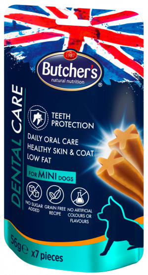 BUTCHER'S Dental Care for mini dogs - przysmak dentystyczny dla psów małych - 4x56 g