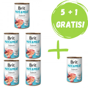 BRIT PATÉ & MEAT z łososiem - mokra karma dla psa - 5x400g + 400g GRATIS!