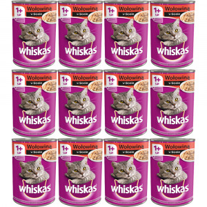 WHISKAS Adult Wołowina w sosie - mokra karma dla kota - 12x400g