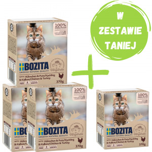 BOZITA Drób w sosie - mokra karma dla kota - 3x370g + 370g GRATIS!